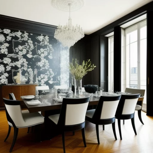 19826270-Parisian contemporary interior penthouse big dining-room, floral wallpapers.webp